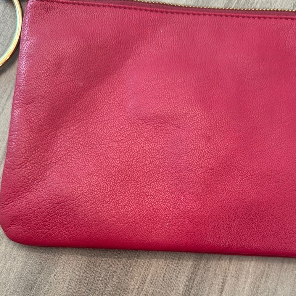THACKER- Elegant Pink Leather Clutch with Gold Accent - Picture 6 of 10